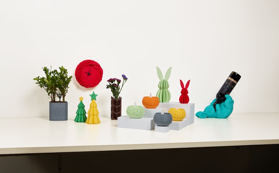Colorful 3D printed trinkets and decorations